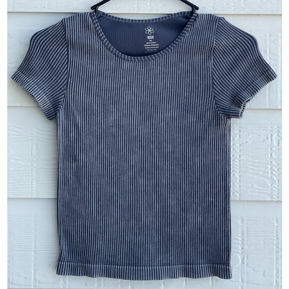 AURA Girls M/L Grey ribbed t-shirt - Picture 1 of 5